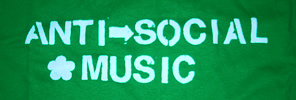 front of green stencil t-shirt